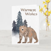 Carte Vœux les plus chaleureux Ours Scandi dans la forêt (Fleur jaune)