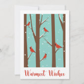 Carte Voeux les plus chauds Oiseaux Neige Rouge photo Ca (Devant)