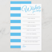 Carte Voeux pour bébé garçon, bleu, rayures, baby shower (Devant / Derrière)