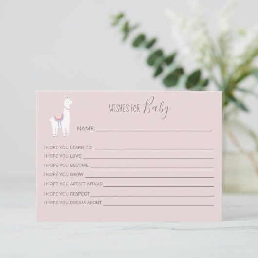 Carte Voeux pour bébé Llama Baby shower fille mignonne r (Debout devant)
