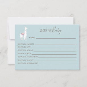 Carte Voeux pour bébé Llama Baby shower garçon Cute Blue