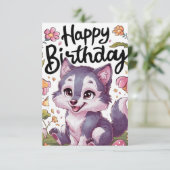 Carte Voeux simple Wolf Digital Anniversaire (Debout devant)