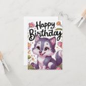 Carte Voeux simple Wolf Digital Anniversaire (Devant/Arrière en situation)