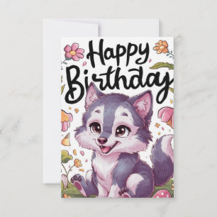 Carte Voeux simple Wolf Digital Anniversaire