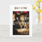 CARTE VOICI À VOUS CHAMPAGNE TOAST-HEUREUX POUR VOUS (Fleur jaune)