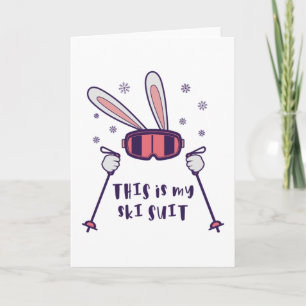 Carte Voici mon Ski Suit Ski Rabbit avec des bâtons de s
