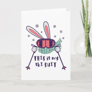 Carte Voici mon Ski Suit Ski Rabbit avec des bâtons de s