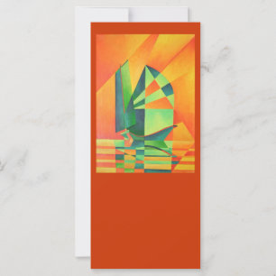 Carte Voiles chinoises en junk à Sunrise Orange et Vert