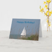 Carte Voilier - anniversaire de mer (Fleur jaune)
