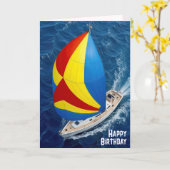 Carte Voilier Anniversaire En Haute Mer (Fleur jaune)