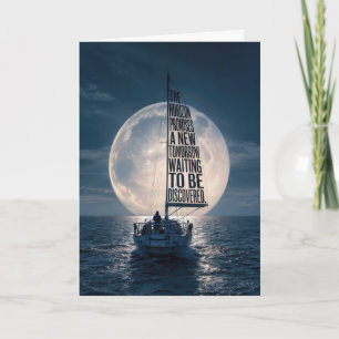 Carte Voilier de retraite sous la pleine lune