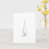 Carte Voilier. Esquisse en noir et blanc. (Fleur jaune)