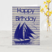 Carte Voilier nautique Joyeux anniversaire (Fleur jaune)