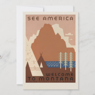 Carte Voir Amérique Bienvenue au Montana   Vintage voyag