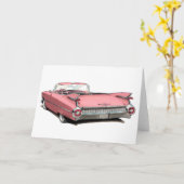Carte Voiture 1959 rose de Cadillac (Fleur jaune)