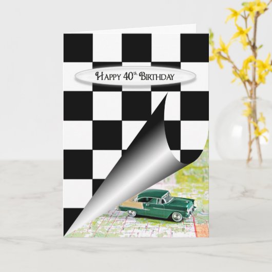 Carte Voiture 40e anniversaire (Fleur jaune)