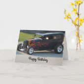Carte Voiture Ancienne Avec Flammes (Fleur jaune)