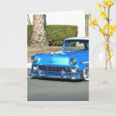 Carte Voiture bleue classique (Fleur jaune)