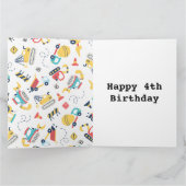 Carte voiture camion de construction jaune 4e anniversai (Intérieur)