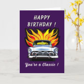 Carte Voiture classique américaine 1950 Plomb Sled Anniv (Fleur jaune)