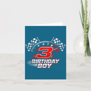 Carte Voiture de course 3 fête d'anniversaire course 3èm