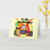 Carte Voiture de course 4e anniversaire Tshirts et cadea (Fleur jaune)