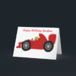 Carte Voiture de course Brother personnalisée Anniversai<br><div class="desc">Carte de voeux rouge voiture de course frère d'anniversaire carte. Customisez cette carte d'anniversaire avec n'importe quel texte puis faites-la imprimer et vous l'envoyer ou téléchargez-la instantanément sur votre appareil mobile. Si vous avez besoin d'aide pour vous customiser, contactez-nous via le lien de cette page. Conception de voiture de course...</div>
