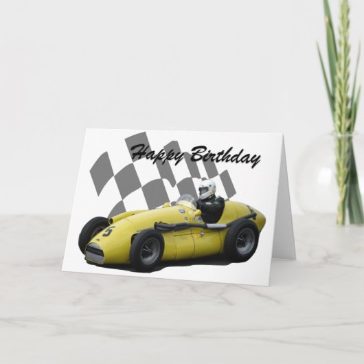 Carte Voiture de course vintage Joyeux anniversaire 5 (Devant)