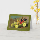 Carte Voiture de pastèque Halloween Witch (Fleur jaune)
