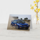 Carte Voiture de rallye bleu (Fleur jaune)