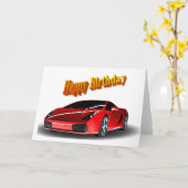 Carte Voiture de sport Joyeux anniversaire (Fleur jaune)