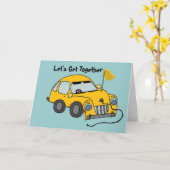 Carte Voiture électrique Anniversaire (Fleur jaune)