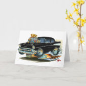Carte Voiture noire Chevy 150-210 1957 (Fleur jaune)