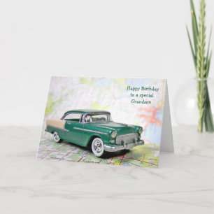 Carte Voiture rétro pour l'anniversaire de grand-fils