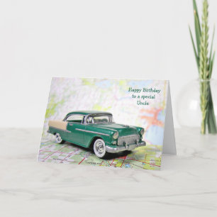 Carte Voiture rétro pour l'anniversaire de l'oncle
