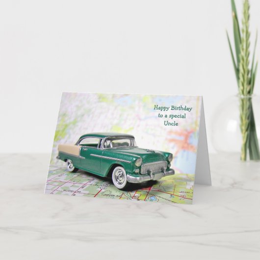 Carte Voiture rétro pour l'anniversaire de l'oncle (Devant)