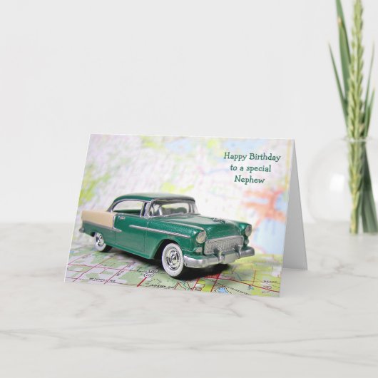 Carte Voiture rétro pour l'anniversaire de Nephew (Devant)