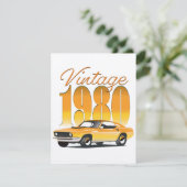 Carte Voiture rétro vintage 1980 (Debout devant)