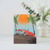 Carte Voiture Rouge Classique vintage Au Paradis (Debout devant)