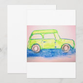 Carte Voiture verte cool (Devant / Derrière)