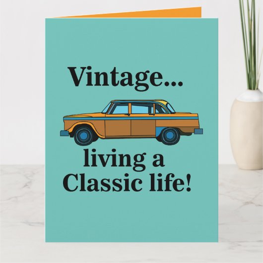 Carte Voiture vintage classique Anniversaire (Devant)