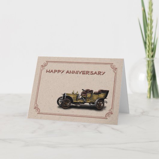 Carte Voiture Vintage Joyeuse Anniversaire (Devant)