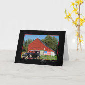 Carte Voiture Vintage pour Anniversaire (Fleur jaune)