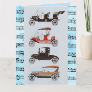 CARTE VOITURES ANCIENNES FÊTE DES PÈRES MUSICALE
