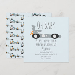Carte Voitures de course rétro Baby Shower Bleu