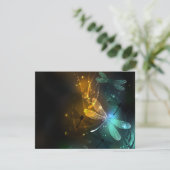 Carte Vol de libellule verte lumineuse (Debout devant)