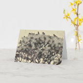 Carte Volée d'oiseaux dans un arbre (Fleur jaune)