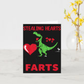 Carte Voler des cœurs et exploser des pets T Rex Mignon (Fleur jaune)