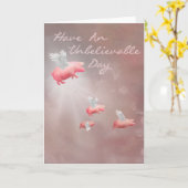 Carte Voler des porcs jour incroyable (Fleur jaune)