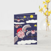 Carte Voler Père Noël Pig (Fleur jaune)